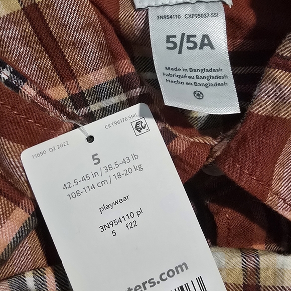 Carter's Brown and White Button Down Shirt with Plaid Design - Picture 4 of 4